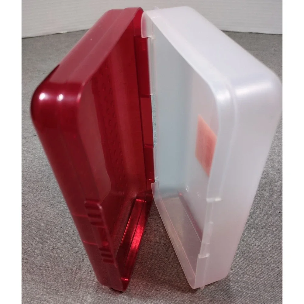 Spacemaker Vintage 1990s Plastic‎ Pencil Case Box Red Top Frosted Bottom